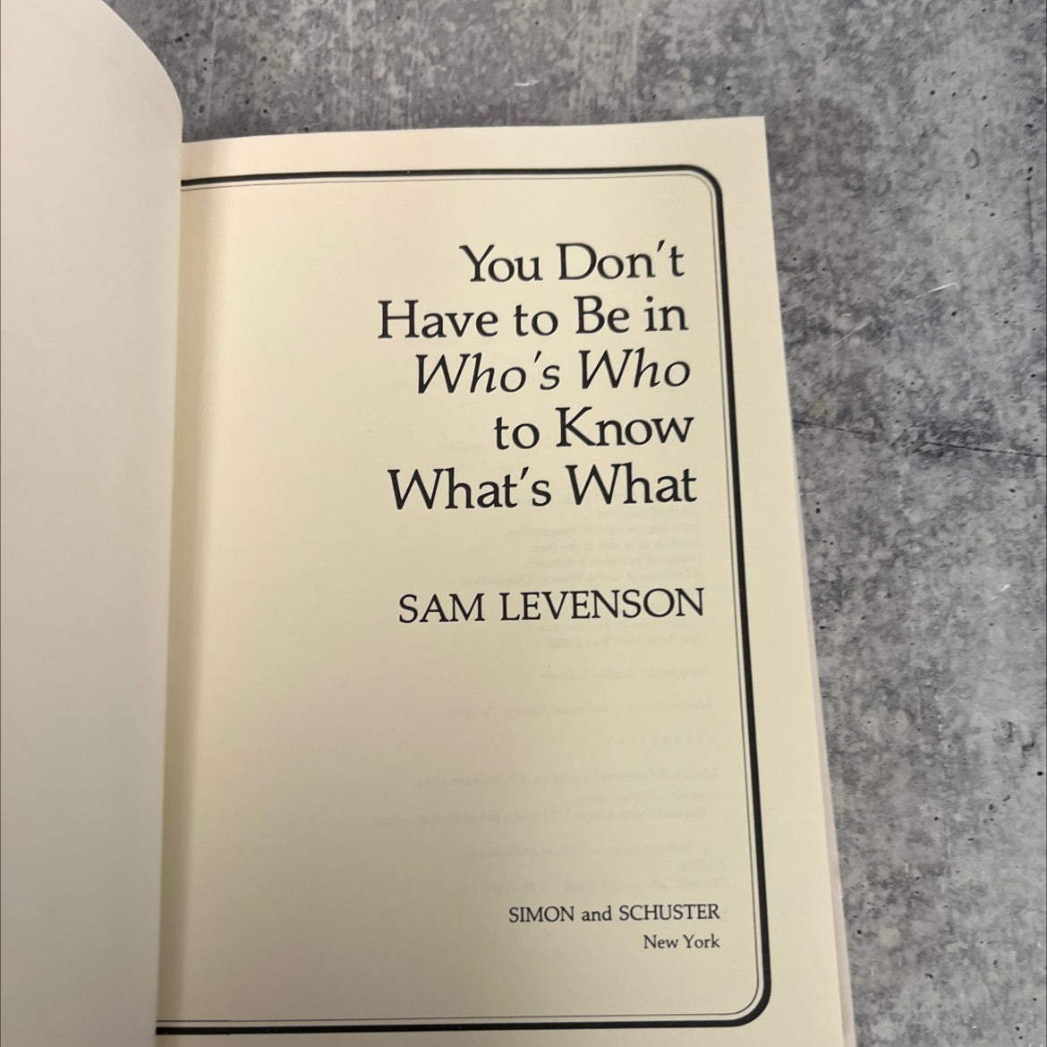 you don't have to be in who's who to know what's what book, by Sam Levenson, 1979 Hardcover image 2